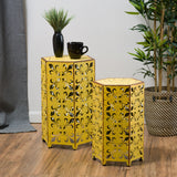 Parrish Iron Antique Yellow Accent Tables Noble House
