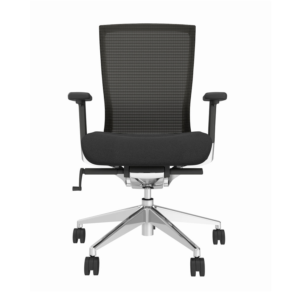 Westin High Back Office Chair in Black Mesh and Fabric Seat with Polished Aluminum Base