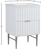 Modernist Quartz / Solid Wood / MDF / Stainless Steel Contemporary White Bathroom Vanity - 24" W x 20" D x 35" H