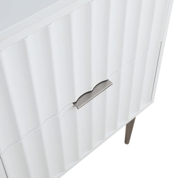 Modernist Quartz / Solid Wood / MDF / Stainless Steel Contemporary White Bathroom Vanity - 24" W x 20" D x 35" H