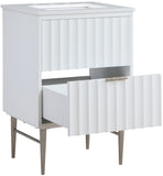 Modernist Quartz / Solid Wood / MDF / Stainless Steel Contemporary White Bathroom Vanity - 24" W x 20" D x 35" H