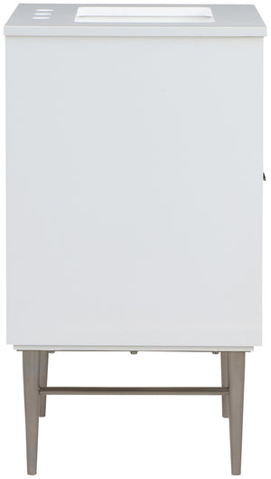 Modernist Quartz / Solid Wood / MDF / Stainless Steel Contemporary White Bathroom Vanity - 24" W x 20" D x 35" H