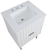 Modernist Quartz / Solid Wood / MDF / Stainless Steel Contemporary White Bathroom Vanity - 24" W x 20" D x 35" H