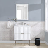 Modernist Quartz / Solid Wood / MDF / Stainless Steel Contemporary White Bathroom Vanity - 30" W x 20" D x 35" H