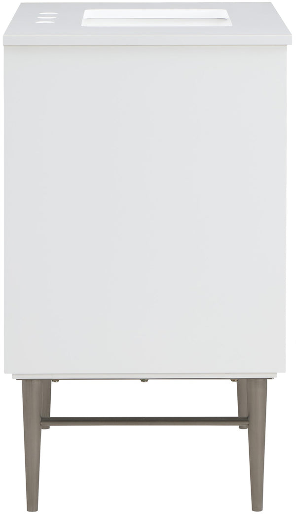 Modernist Quartz / Solid Wood / MDF / Stainless Steel Contemporary White Bathroom Vanity - 30" W x 20" D x 35" H