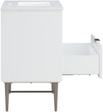 Modernist Quartz / Solid Wood / MDF / Stainless Steel Contemporary White Bathroom Vanity - 30" W x 20" D x 35" H