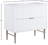 Modernist Quartz / Solid Wood / MDF / Stainless Steel Contemporary White Bathroom Vanity - 36" W x 20" D x 35" H