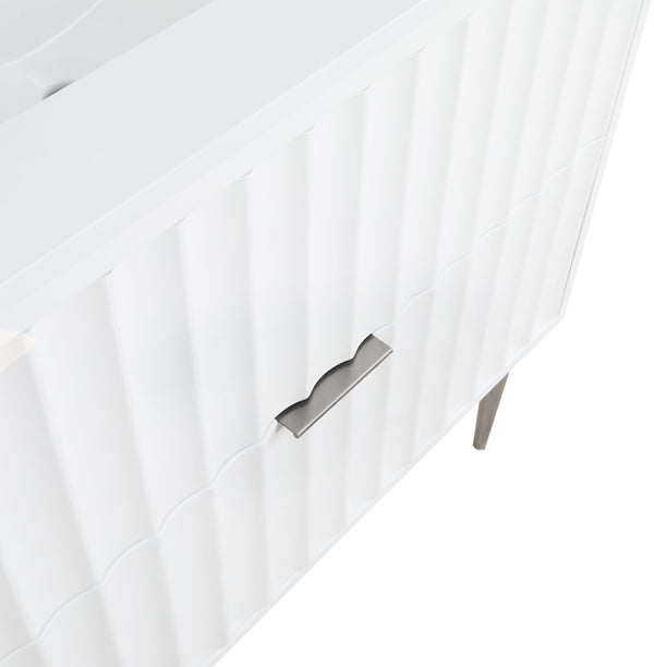 Modernist Quartz / Solid Wood / MDF / Stainless Steel Contemporary White Bathroom Vanity - 36" W x 20" D x 35" H