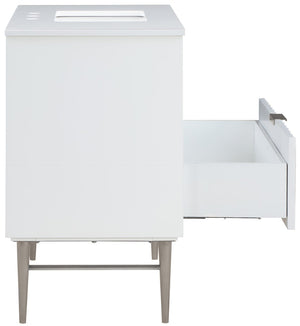 Modernist Quartz / Solid Wood / MDF / Stainless Steel Contemporary White Bathroom Vanity - 36" W x 20" D x 35" H