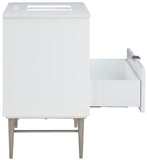 Modernist Quartz / Solid Wood / MDF / Stainless Steel Contemporary White Bathroom Vanity - 36" W x 20" D x 35" H