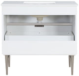 Modernist Quartz / Solid Wood / MDF / Stainless Steel Contemporary White Bathroom Vanity - 36" W x 20" D x 35" H