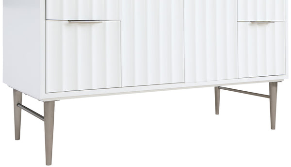 Modernist Quartz / Solid Wood / MDF / Stainless Steel Contemporary White Bathroom Vanity - 48" W x 20" D x 35" H