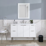 Modernist Quartz / Solid Wood / MDF / Stainless Steel Contemporary White Bathroom Vanity - 48" W x 20" D x 35" H