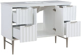 Modernist Quartz / Solid Wood / MDF / Stainless Steel Contemporary White Bathroom Vanity - 48" W x 20" D x 35" H