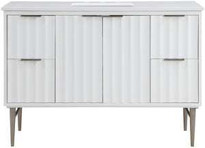 Modernist Quartz / Solid Wood / MDF / Stainless Steel Contemporary White Bathroom Vanity - 48" W x 20" D x 35" H