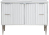 Modernist Quartz / Solid Wood / MDF / Stainless Steel Contemporary White Bathroom Vanity - 48" W x 20" D x 35" H