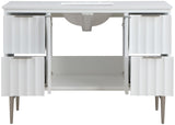 Modernist Quartz / Solid Wood / MDF / Stainless Steel Contemporary White Bathroom Vanity - 48" W x 20" D x 35" H