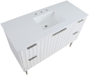 Modernist Quartz / Solid Wood / MDF / Stainless Steel Contemporary White Bathroom Vanity - 48" W x 20" D x 35" H