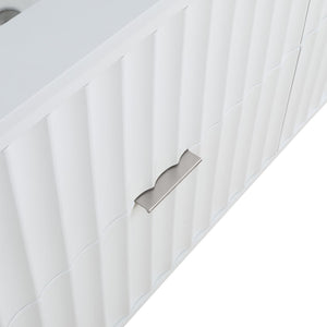 Modernist Quartz / Solid Wood / MDF / Stainless Steel Contemporary White Bathroom Vanity - 60" W x 20" D x 35" H