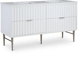 Modernist Quartz / Solid Wood / MDF / Stainless Steel Contemporary White Bathroom Vanity - 60" W x 20" D x 35" H