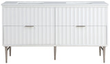 Modernist Quartz / Solid Wood / MDF / Stainless Steel Contemporary White Bathroom Vanity - 60" W x 20" D x 35" H