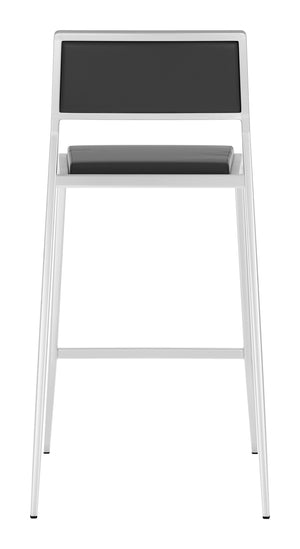 Zuo Modern Dolemite 100% Polyurethane, Plywood, Stainless Steel Modern Commercial Grade Counter Stool Set - Set of 2 Black, Silver 100% Polyurethane, Plywood, Stainless Steel