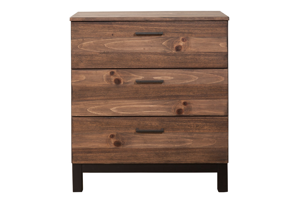 Weston 3-Drawer Chest in Weathered Mahogany - Rustic Farmhouse Storage with Felt Lined Drawer