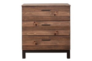 Weston 3-Drawer Chest in Weathered Mahogany - Rustic Farmhouse Storage with Felt Lined Drawer