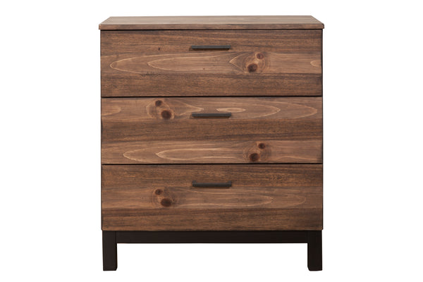 Weston 3-Drawer Chest in Weathered Mahogany - Rustic Farmhouse Storage with Felt Lined Drawer