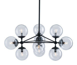 Zuo Modern Belfast Steel, Glass Modern Commercial Grade Ceiling Lamp Black, Clear Steel, Glass