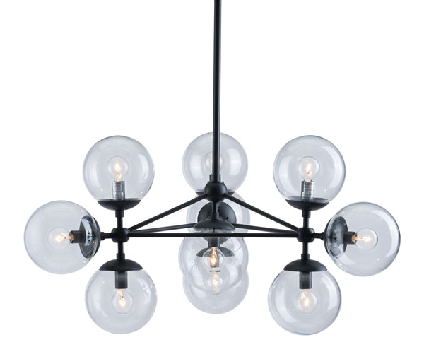 Zuo Modern Belfast Steel, Glass Modern Commercial Grade Ceiling Lamp Black, Clear Steel, Glass