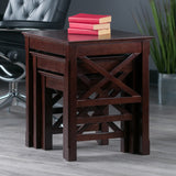 Winsome Wood Xola X-Panel Nesting Table Set, Cappuccino 40333-WINSOMEWOOD