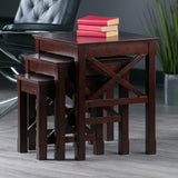 Winsome Wood Xola X-Panel Nesting Table Set, Cappuccino 40333-WINSOMEWOOD