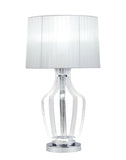 Mathilda Glam Table Lamp Base] Clear Acrylic & Chrome Metal • Shade] White Silk 40343-ACME