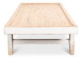 Large Wood Panel Coffee Table - Ant. White