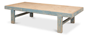 Large Wood Panel Coffee Table - Ant.Blue Wsh