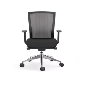 Westin Low Back Office Chair in Black Mesh and Fabric Seat with Polished Aluminum Base