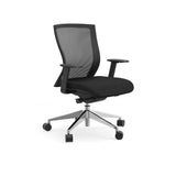 Westin Low Back Office Chair in Black Mesh and Fabric Seat with Polished Aluminum Base
