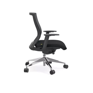 Westin Low Back Office Chair in Black Mesh and Fabric Seat with Polished Aluminum Base
