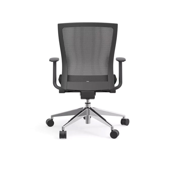 Westin Low Back Office Chair in Black Mesh and Fabric Seat with Polished Aluminum Base