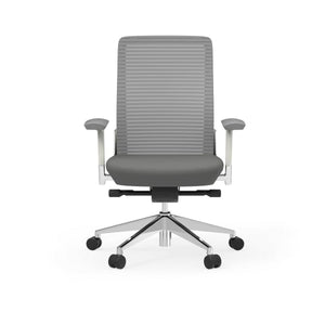 Westin Low Back Office Chair in Gray Mesh and Fabric Seat with Polished Aluminum Base