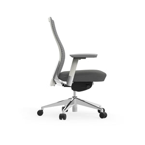 Westin Low Back Office Chair in Gray Mesh and Fabric Seat with Polished Aluminum Base
