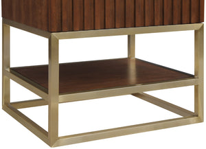 Monad Carrara Marble / Birch Veneer / MDF / Stainless Steel / Ceramic Contemporary Walnut Bathroom Vanity - 24" W x 20" D x 34.5" H