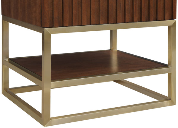 Monad Carrara Marble / Birch Veneer / MDF / Stainless Steel / Ceramic Contemporary Walnut Bathroom Vanity - 24" W x 20" D x 34.5" H