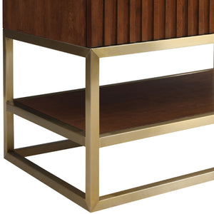 Monad Carrara Marble / Birch Veneer / MDF / Stainless Steel / Ceramic Contemporary Walnut Bathroom Vanity - 30" W x 20" D x 34.5" H