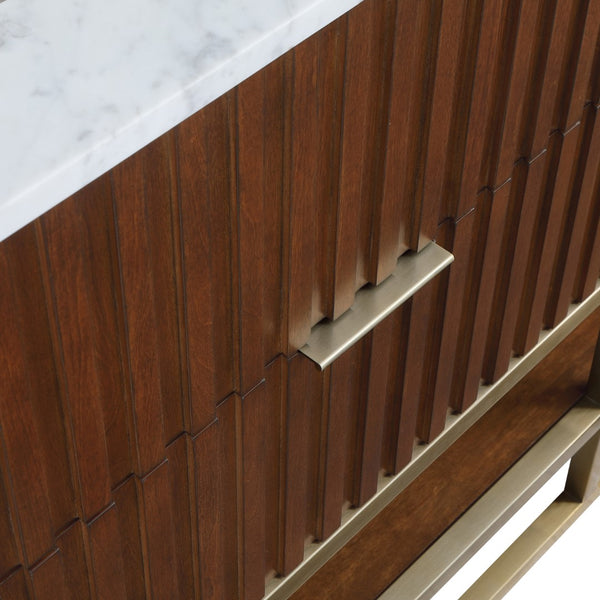 Monad Carrara Marble / Birch Veneer / MDF / Stainless Steel / Ceramic Contemporary Walnut Bathroom Vanity - 30" W x 20" D x 34.5" H