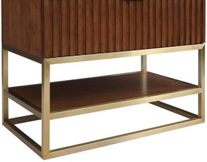 Monad Carrara Marble / Birch Veneer / MDF / Stainless Steel / Ceramic Contemporary Walnut Bathroom Vanity - 36" W x 20" D x 34.5" H