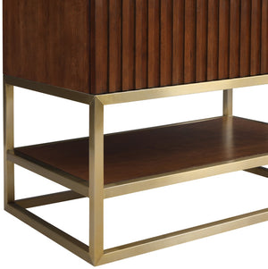 Monad Carrara Marble / Birch Veneer / MDF / Stainless Steel / Ceramic Contemporary Walnut Bathroom Vanity - 36" W x 20" D x 34.5" H