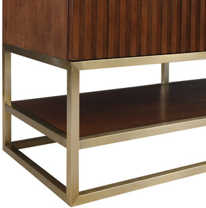 Monad Carrara Marble / Birch Veneer / MDF / Stainless Steel / Ceramic Contemporary Walnut Bathroom Vanity - 60" W x 20" D x 34.5" H