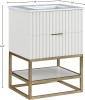 Monad Carrara Marble / Birch Veneer / MDF / Stainless Steel / Ceramic Contemporary White Bathroom Vanity - 24" W x 20" D x 34.5" H